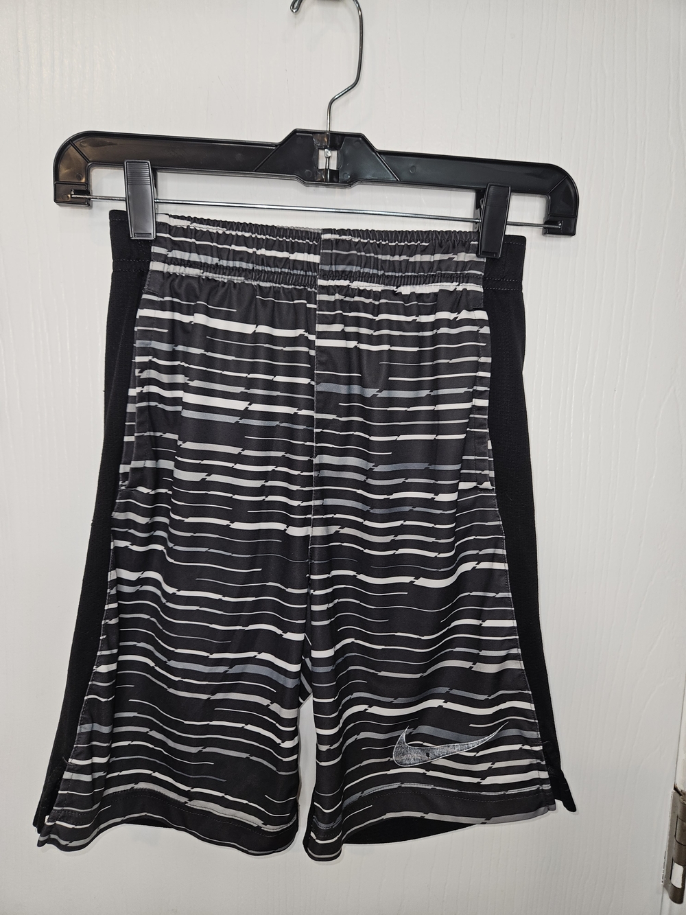 Nike Boys Black and Gray Striped Athletic Shorts